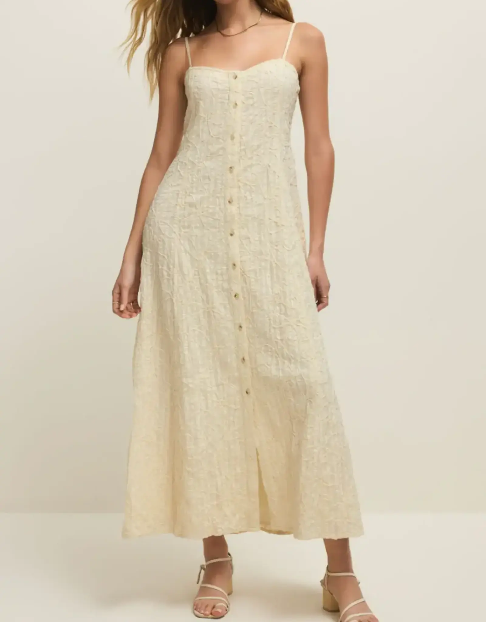 Z Supply  Angel Eyes Textured Midi Dress Champagne