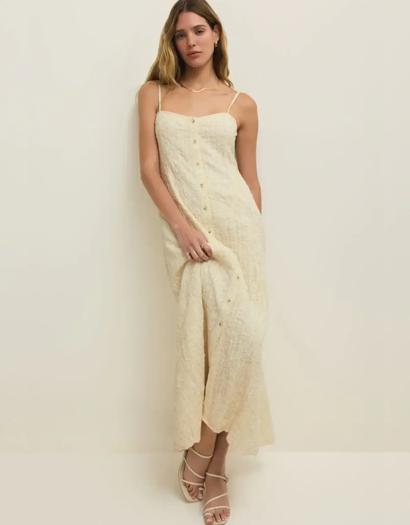 Z Supply  Angel Eyes Textured Midi Dress Champagne