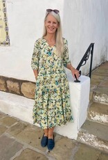 Dress Addict  Jok 3/4 Yellow Cotton Midi Dress