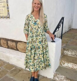 Dress Addict Jok 3/4 Yellow Cotton Midi Dress