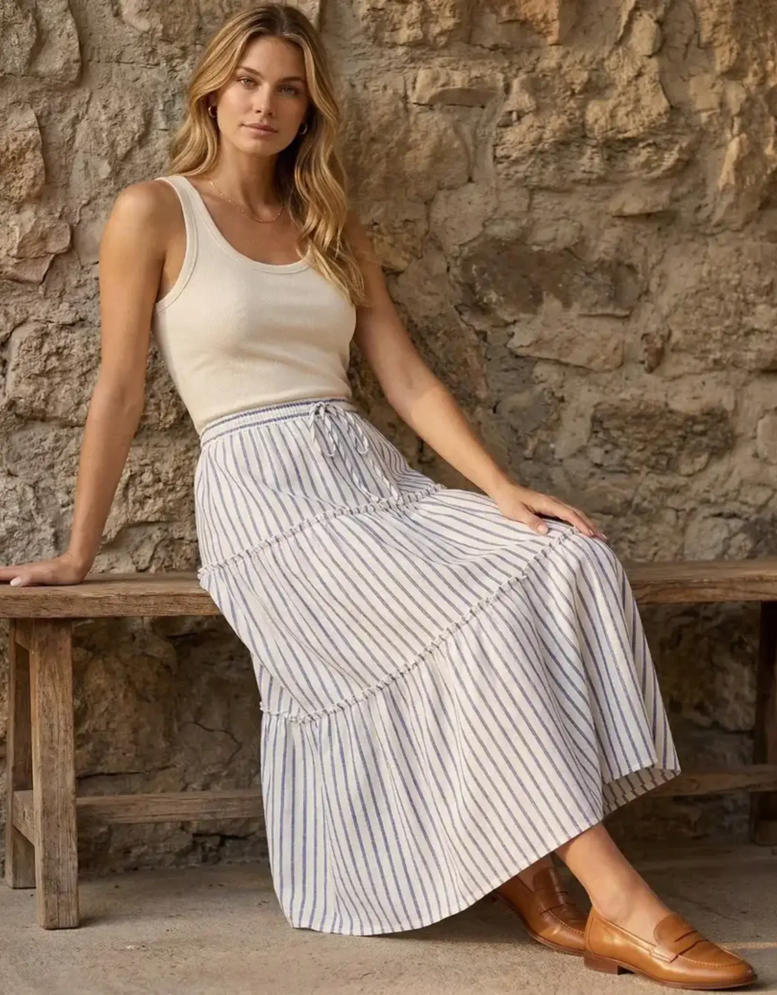 Karen Kane  StripeTiered Midi Skirt