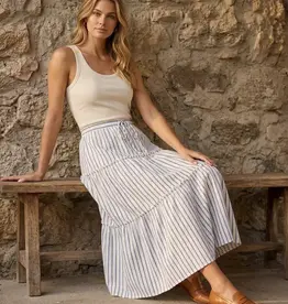 Karen Kane StripeTiered Midi Skirt