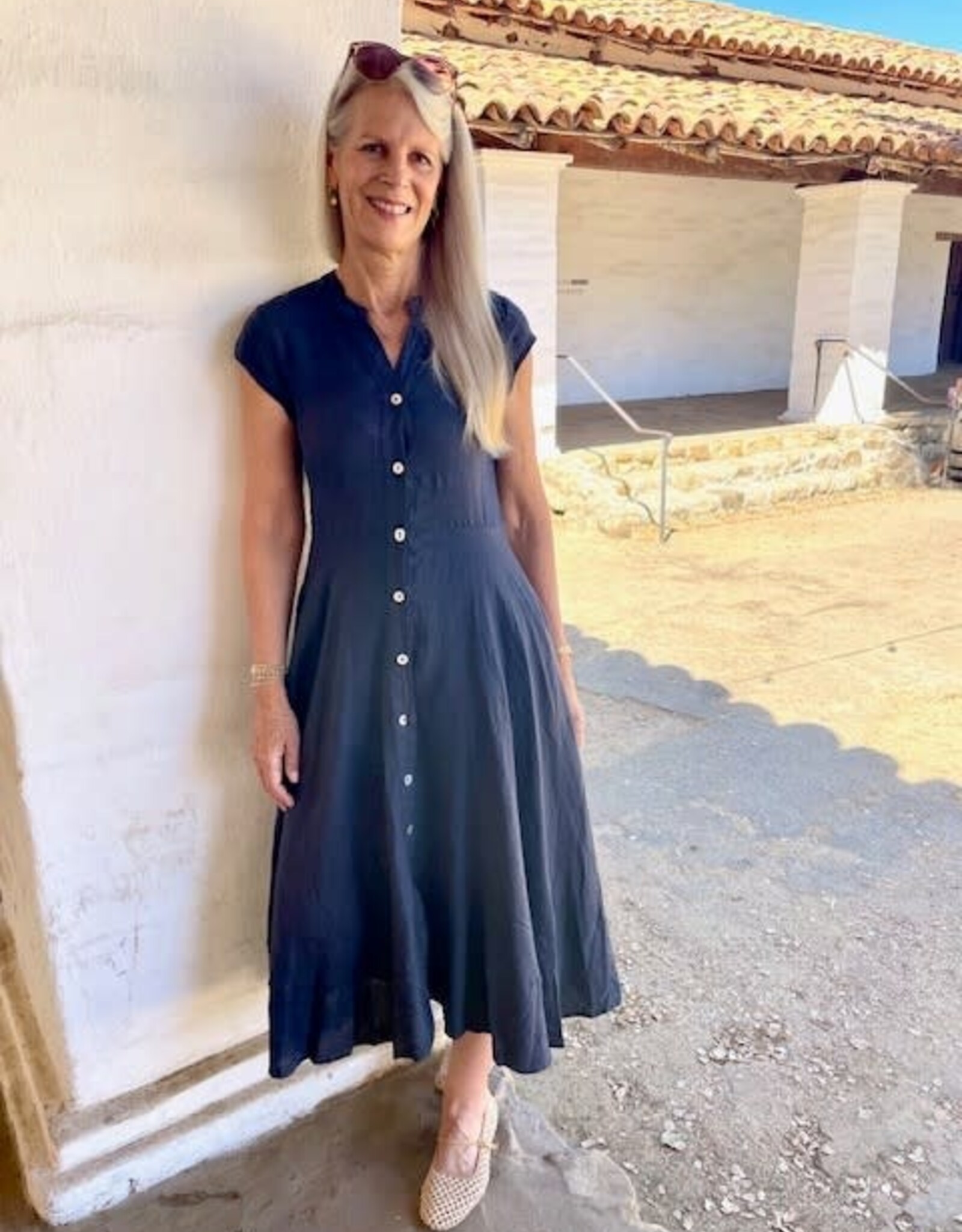 Inizio Celeste Linen Dress