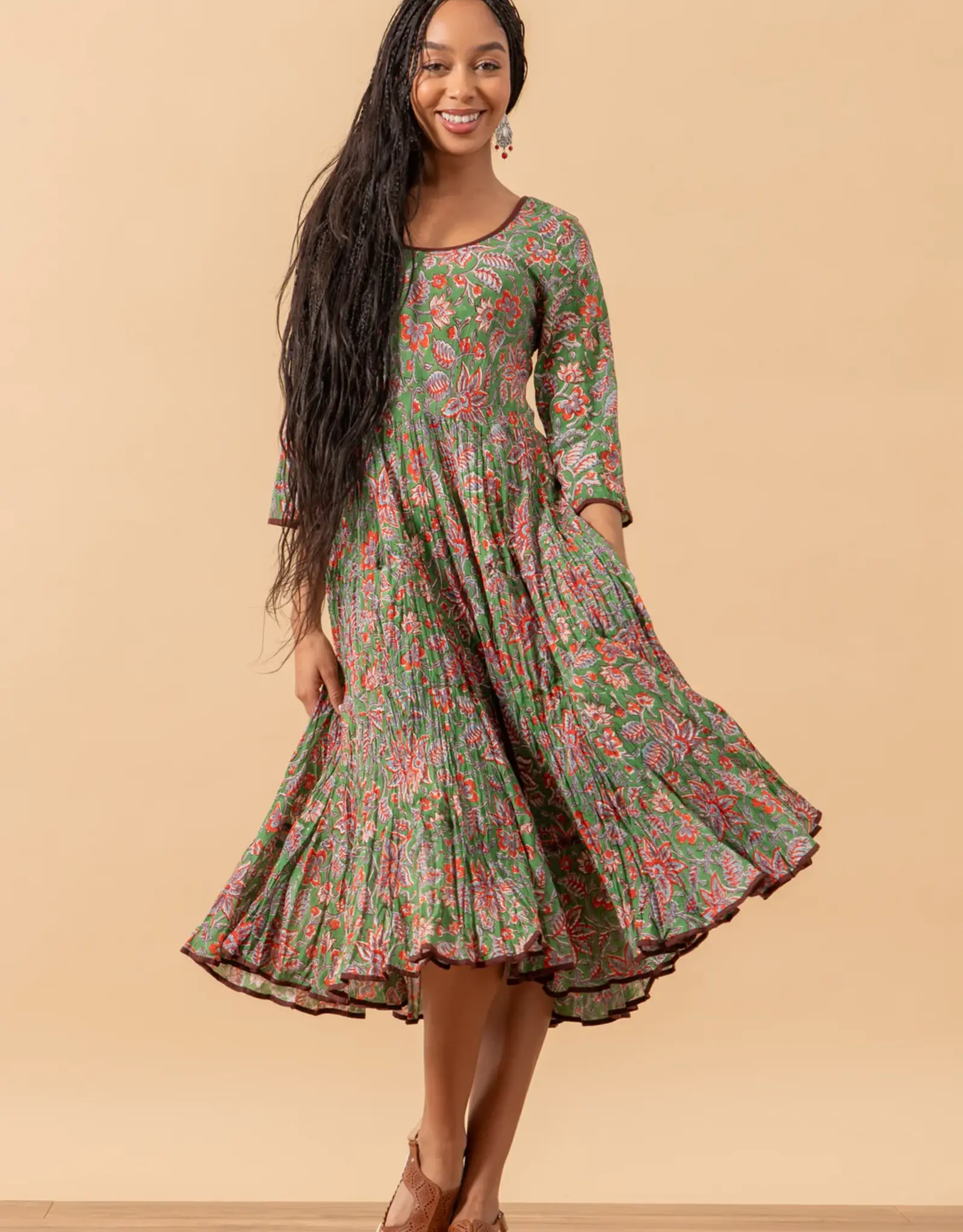 Trade Cloth  Santa Fe Dress 3/4 Sleeve Jada