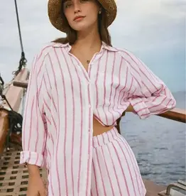 Z Supply Perfect Linen Shirt Spanish Rose