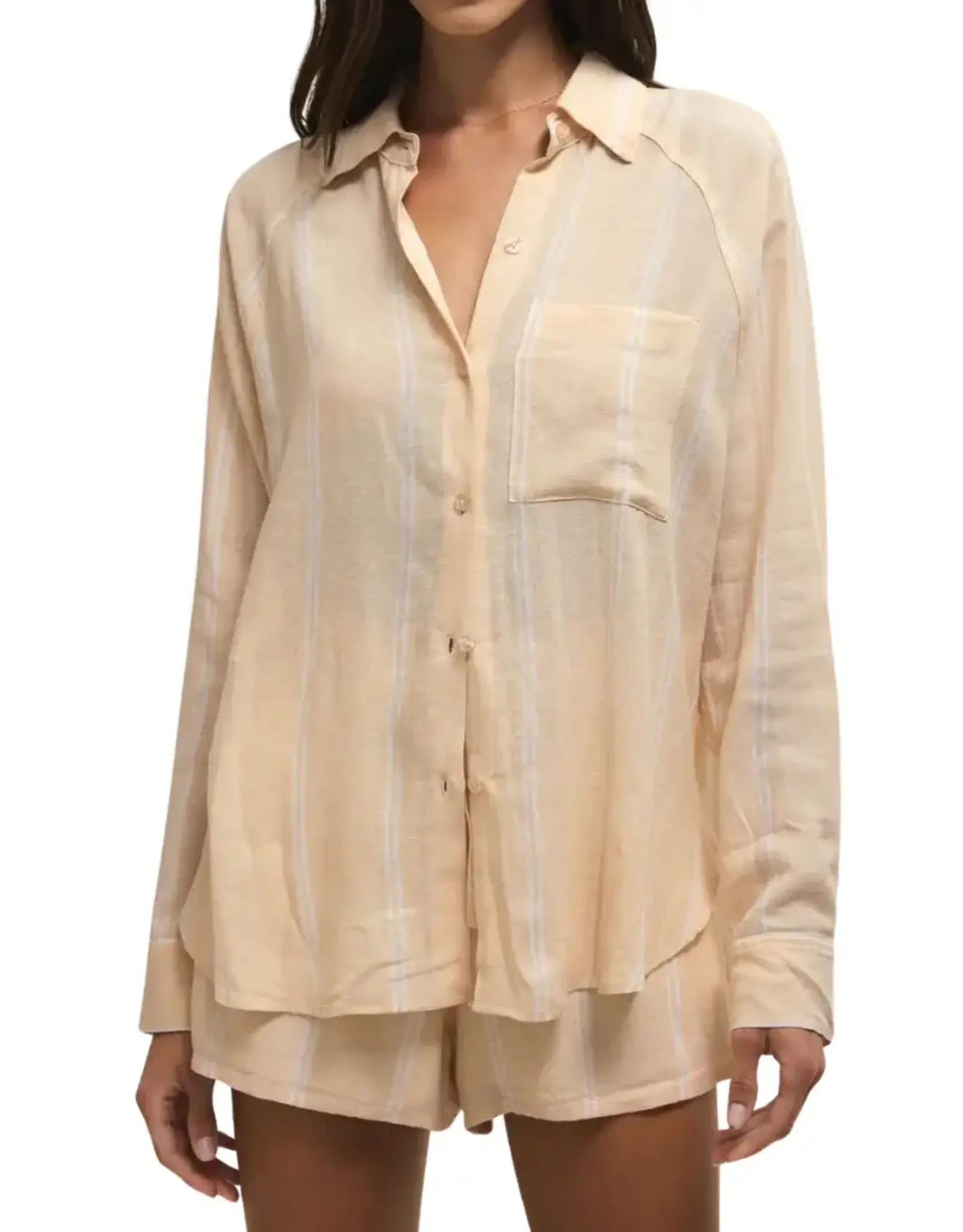 Z Supply  Perfect Linen Top Custard