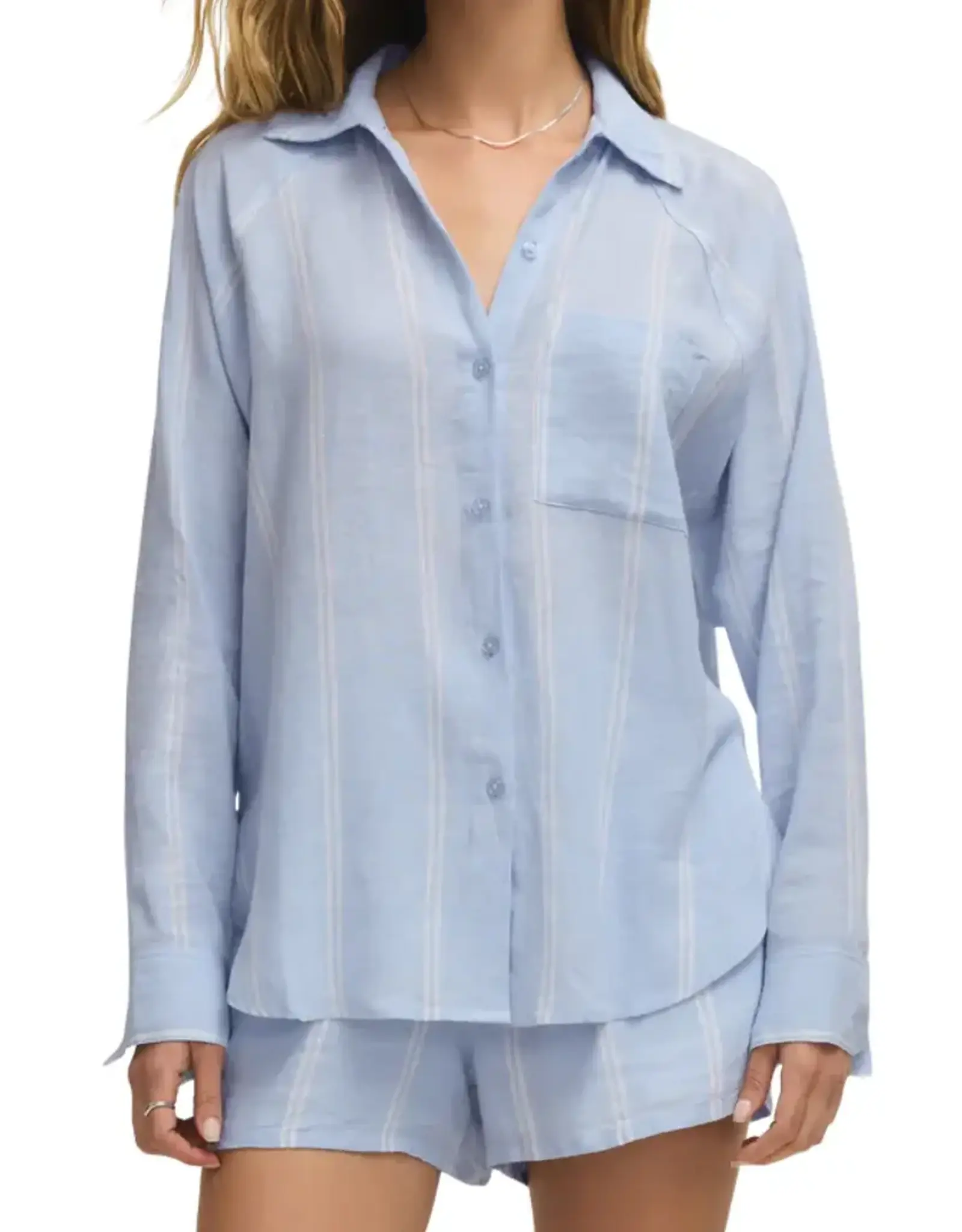 Z Supply  Perfect Linen Top Blue Light