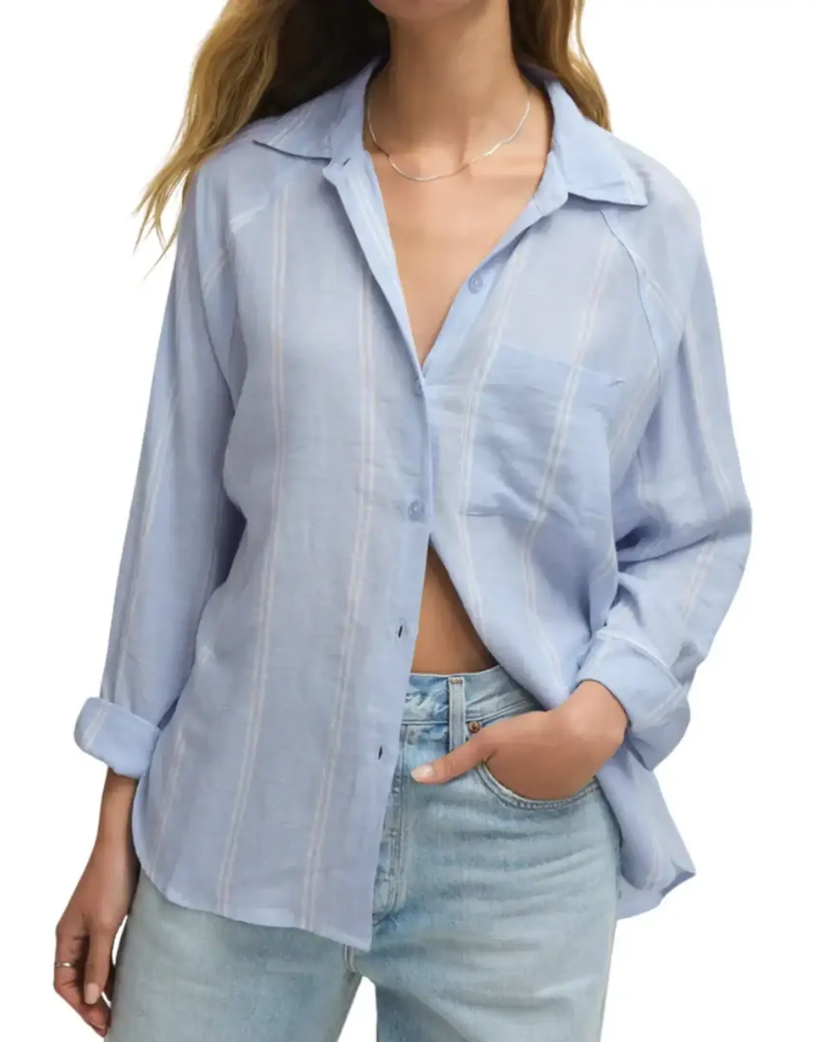 Z Supply  Perfect Linen Top Blue Light