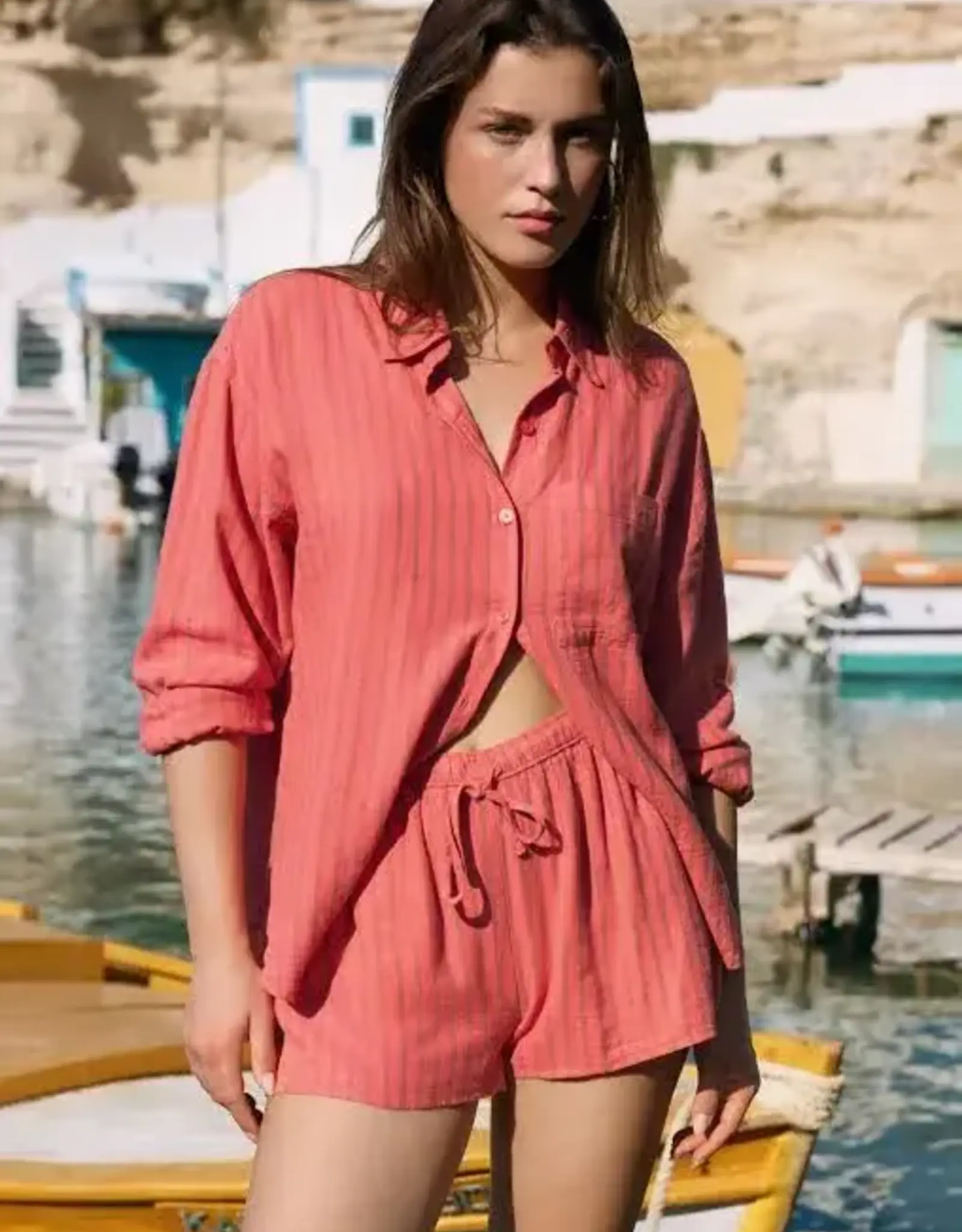 Z Supply Perfect Linen Shirt Gelato