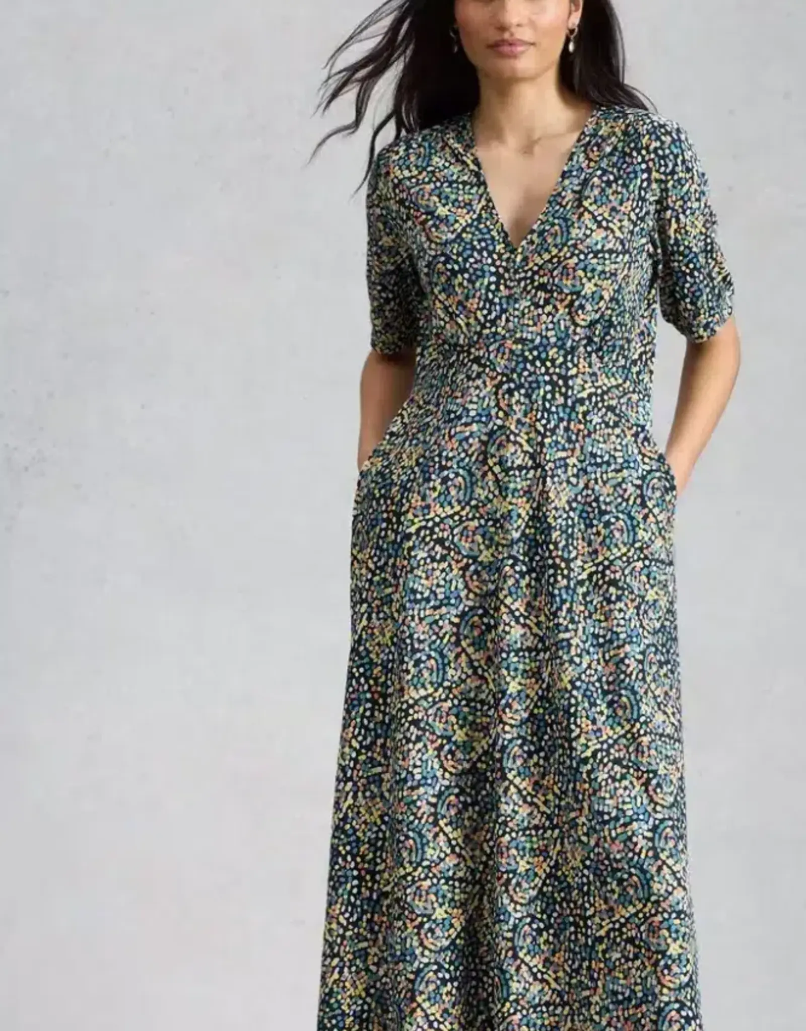 White Stuff Megan Jersey Dress Navy Dot