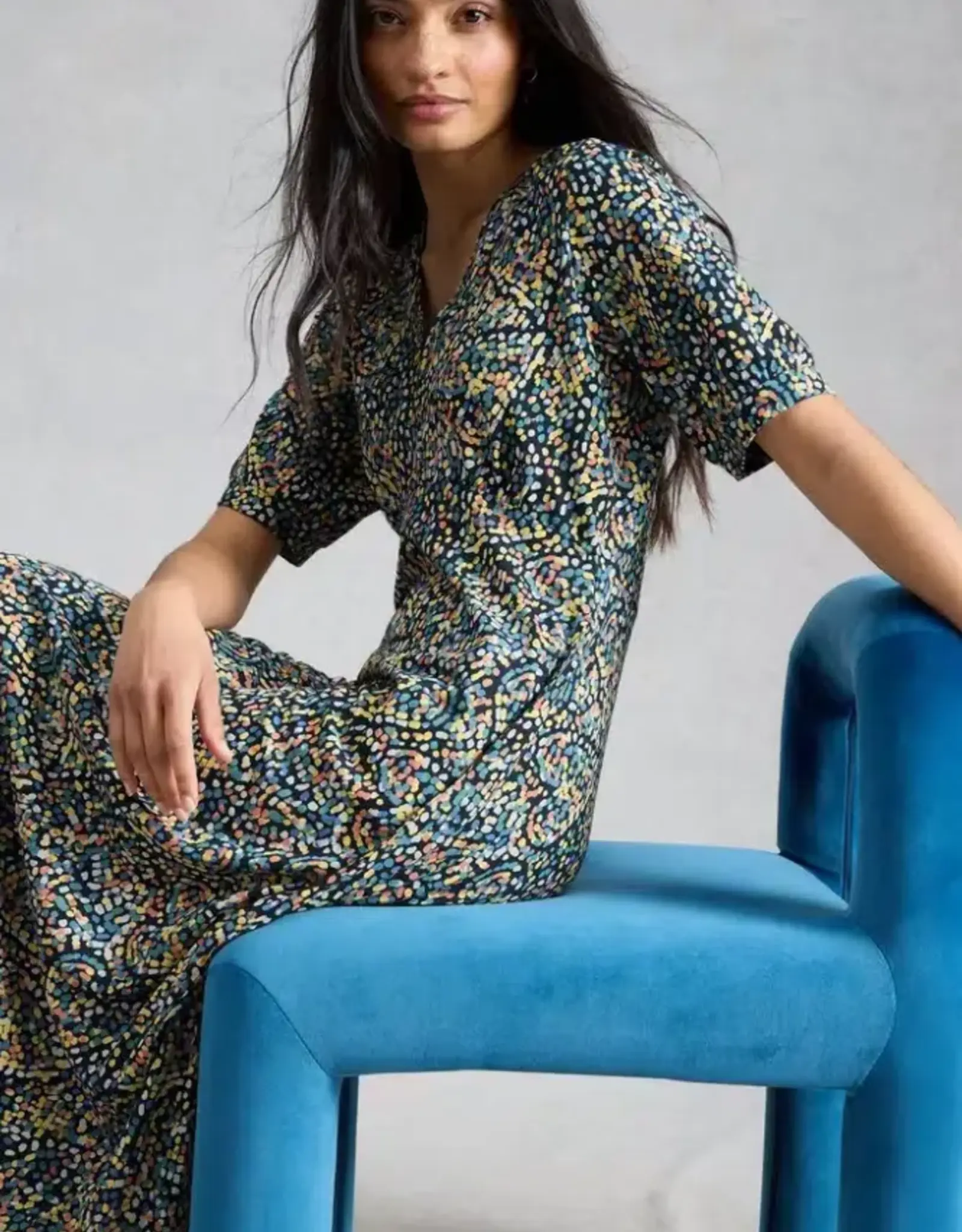 White Stuff Megan Jersey Dress Navy Dot