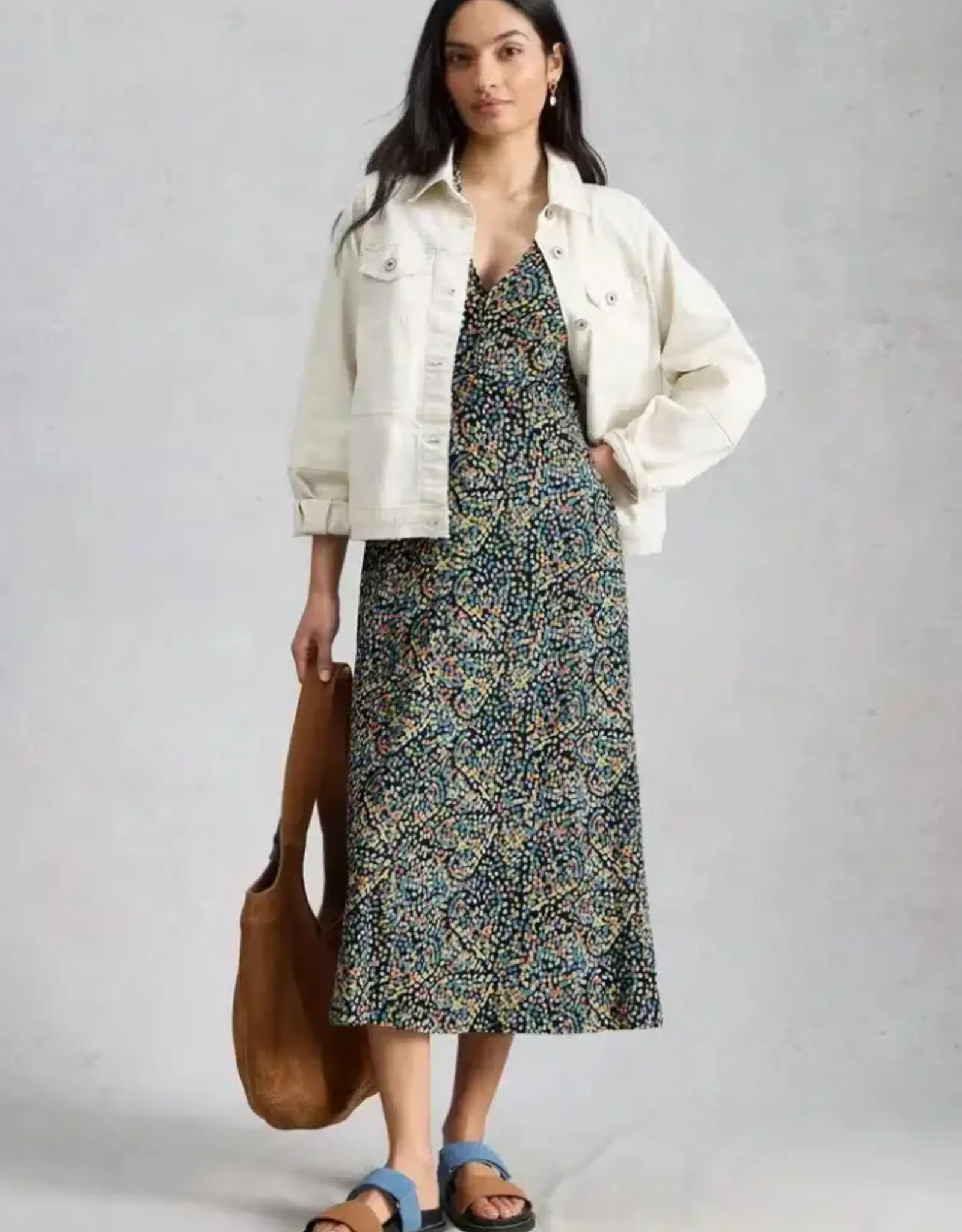 White Stuff Megan Jersey Dress Navy Dot