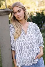 Marea  Steph Top Ivory/Indigo Meadow