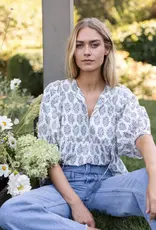 Marea  Steph Top Ivory/Indigo Meadow