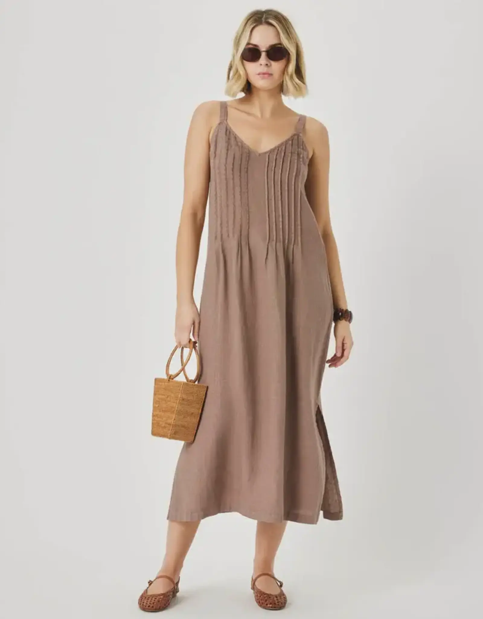 Splendid Stella Linen Pintuck Midi Dress