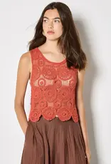 Apricot Crochet Shell Top