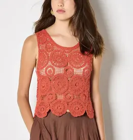 Apricot Crochet Shell Top