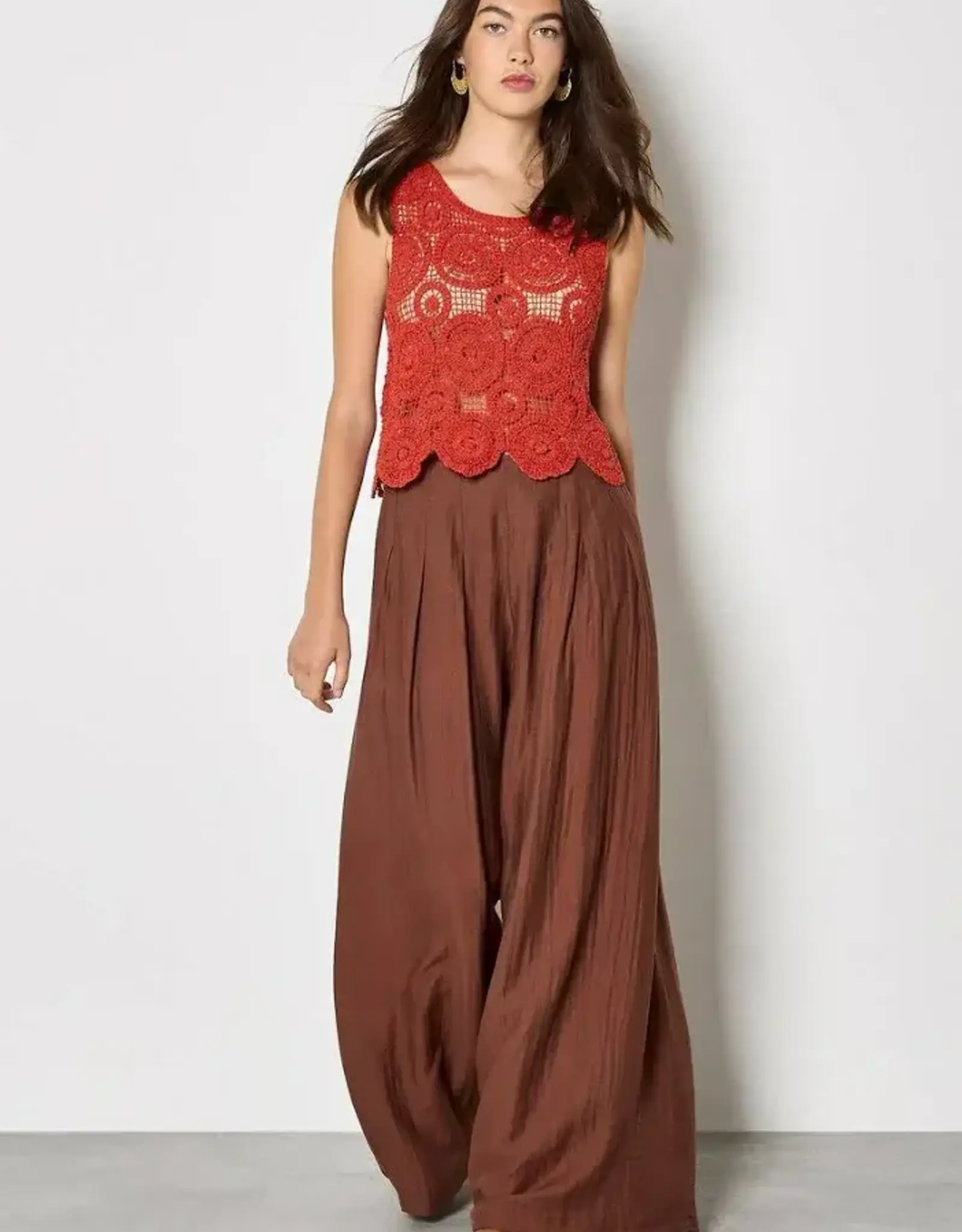 Apricot Crochet Shell Top