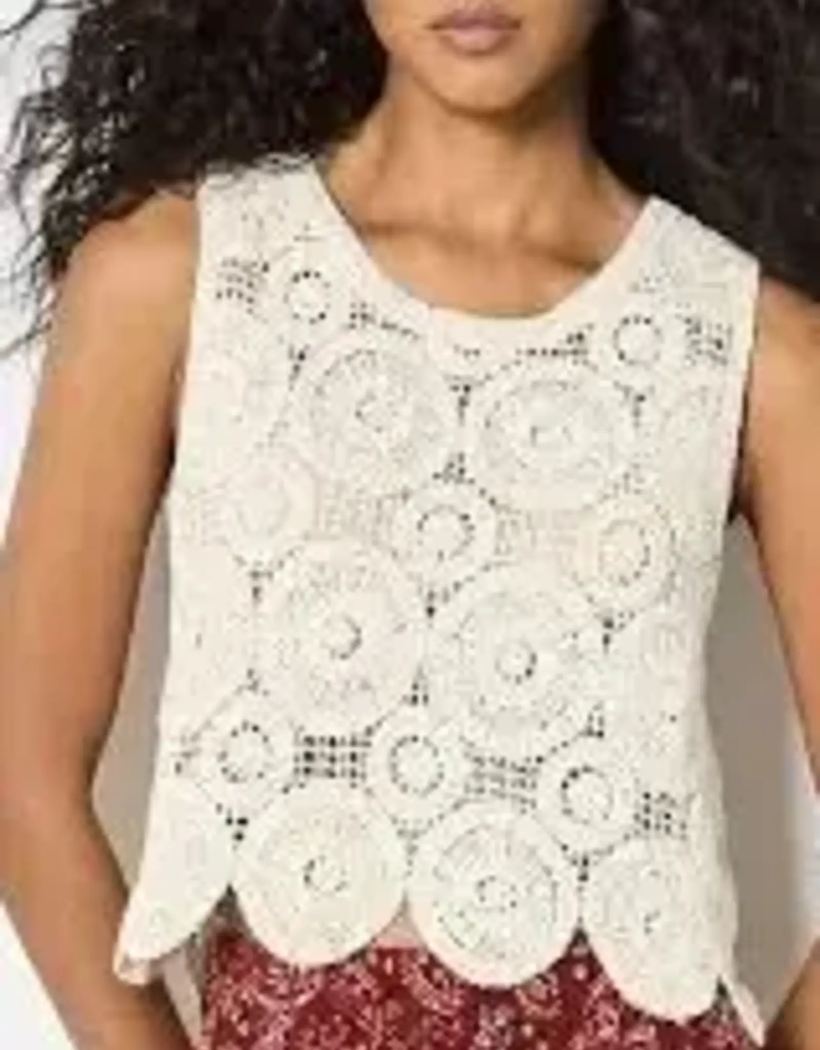 Apricot Crochet Shell Top