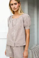 Marea Everly Top Mocha Gingham