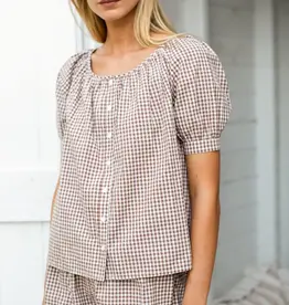 Marea Everly Top Mocha Gingham