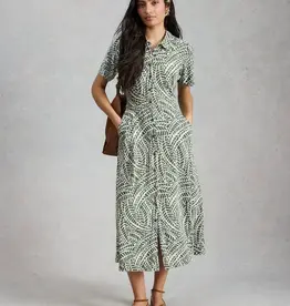 White Stuff Rua Shirt Dress Green Print