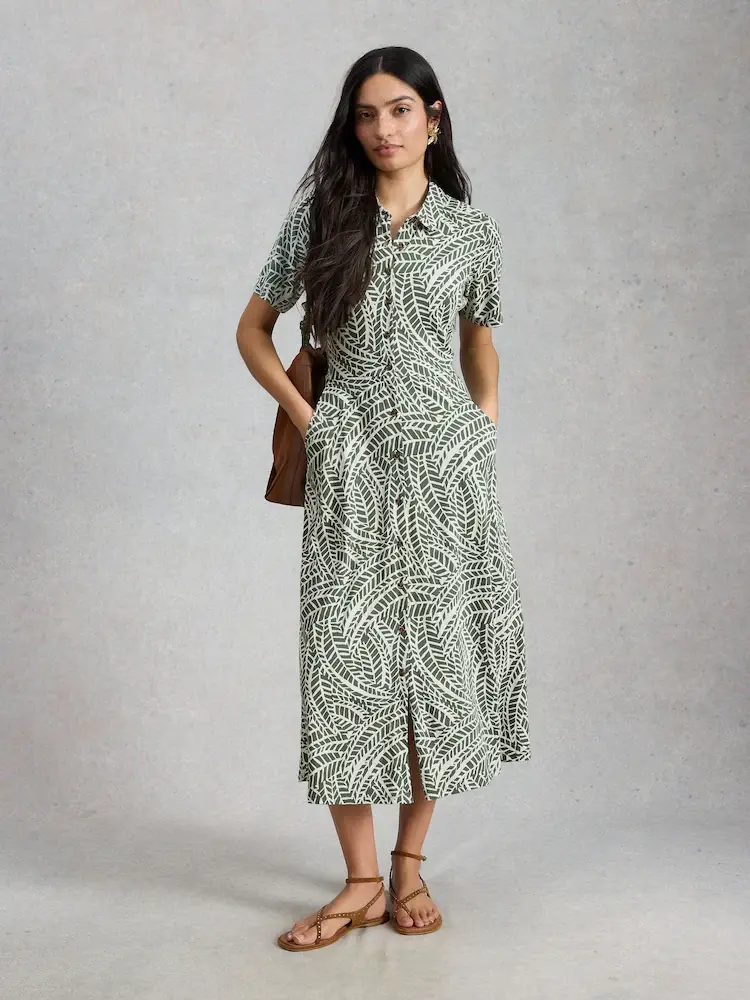White Stuff Rua Shirt Dress Green Print - Lovebird Boutique White Stuff Rua Shirt Dress Green Print - Lovebird Boutique