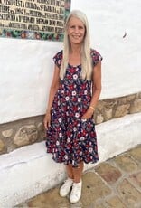 Dress Addict  Cotton Dress Navy/Red