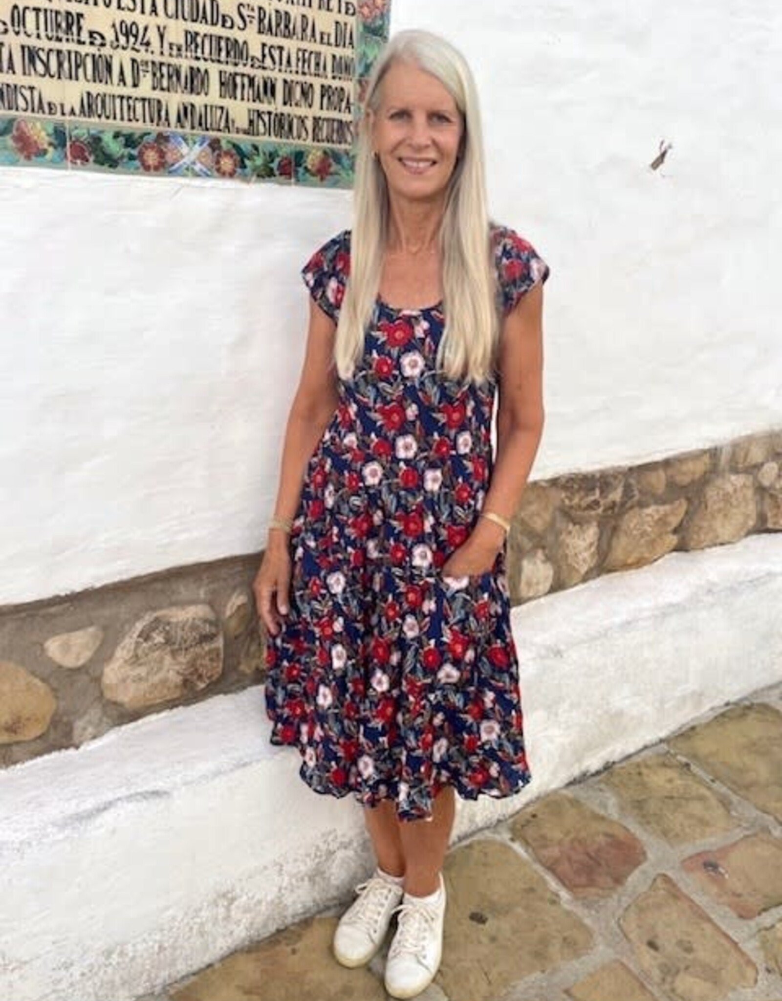 Dress Addict  Cotton Dress Navy/Red