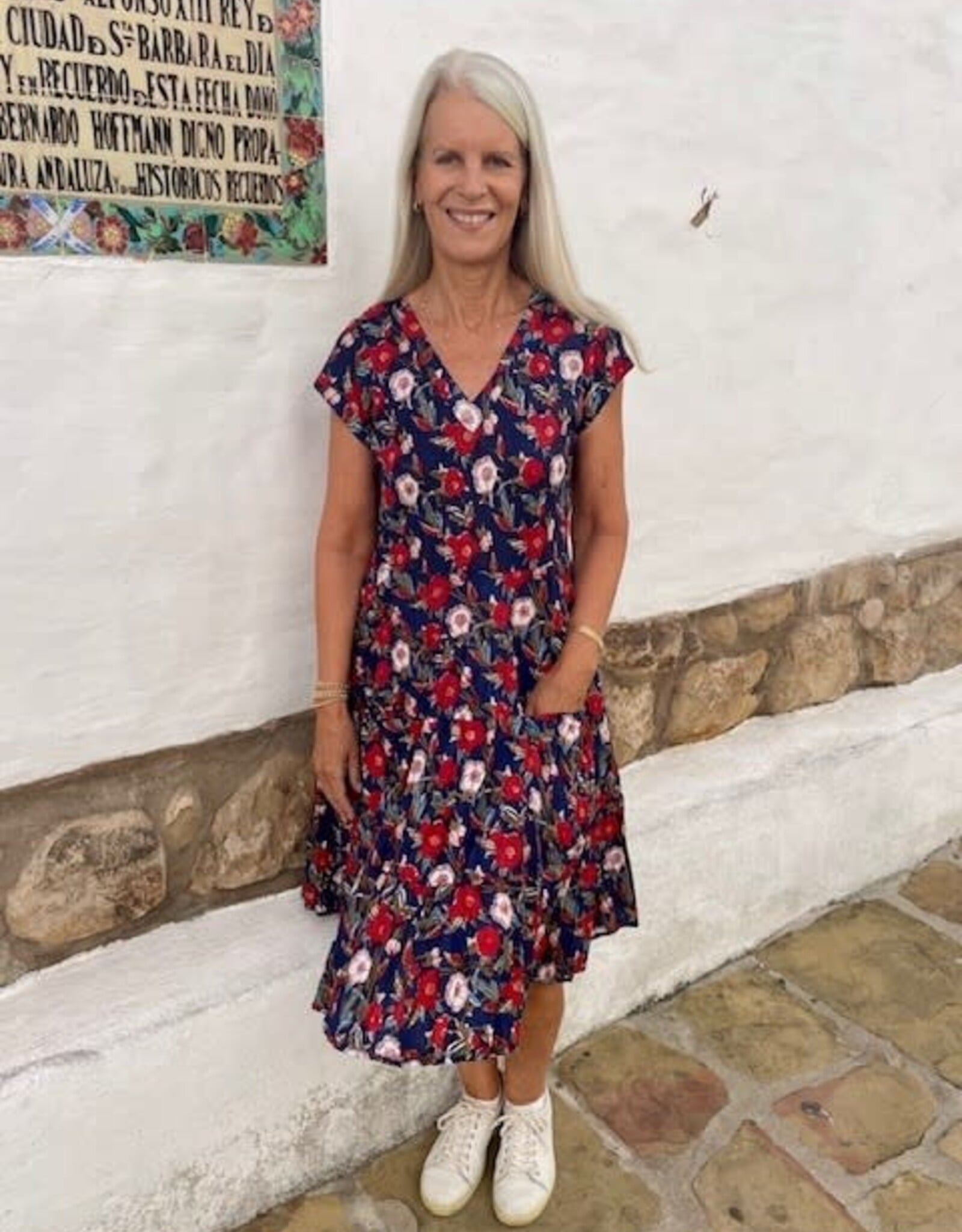 Dress Addict  Cotton Dress Navy/Red