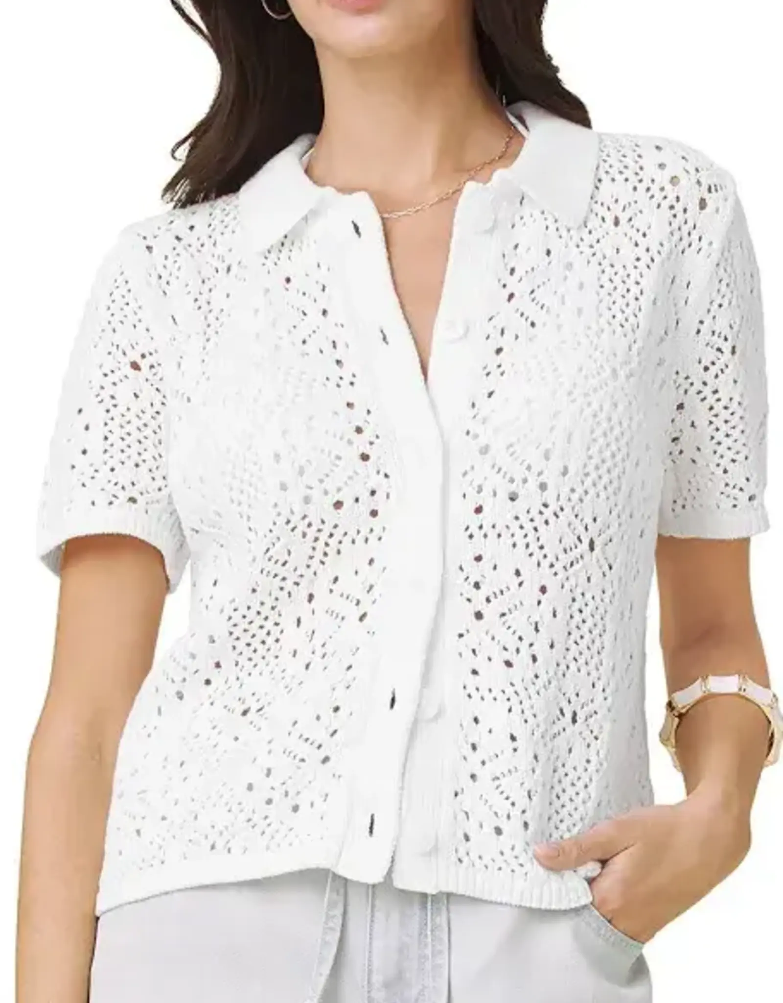 Splendid Beckham Crochet Polo Sweater