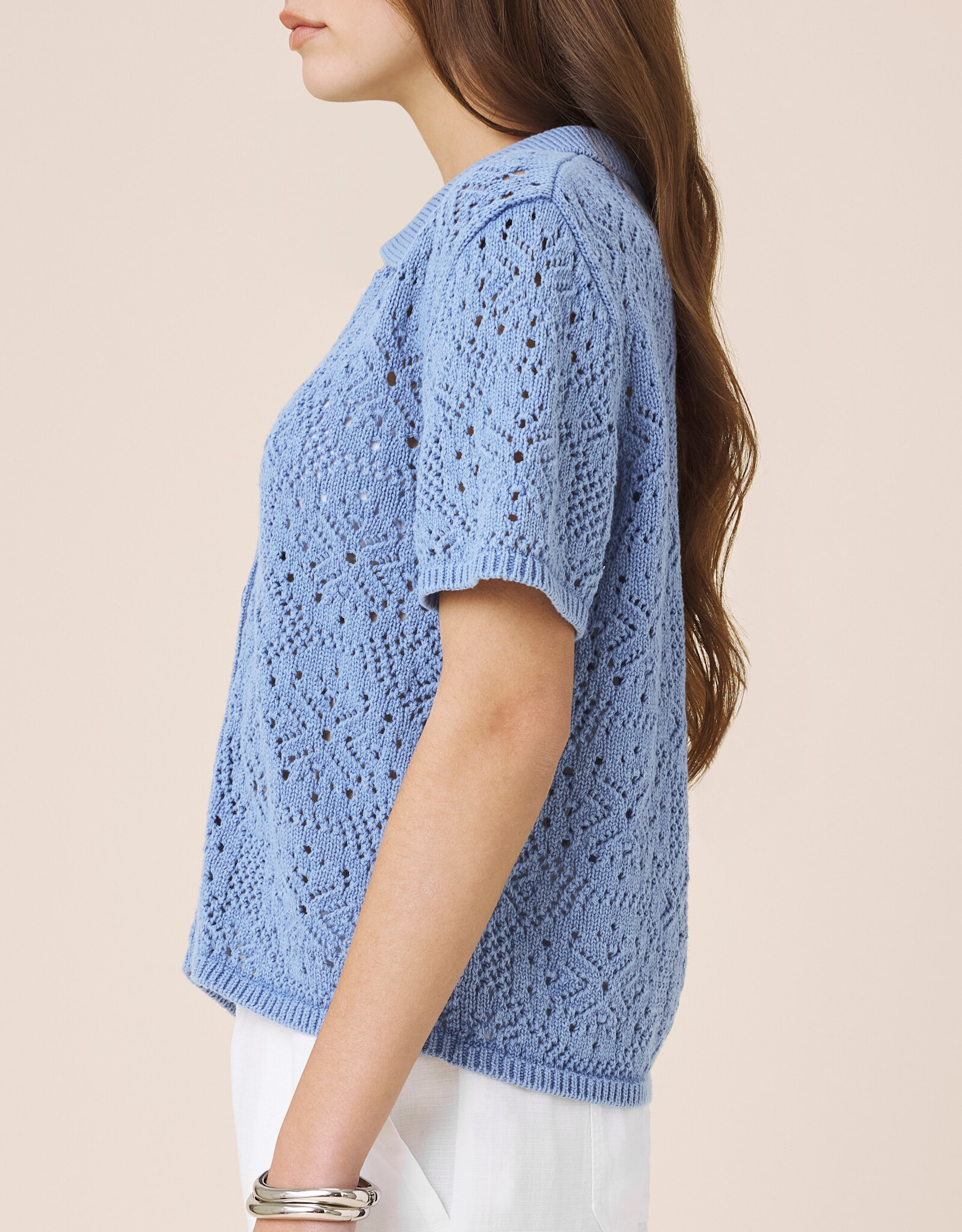 Splendid Beckham Crochet Polo Sweater