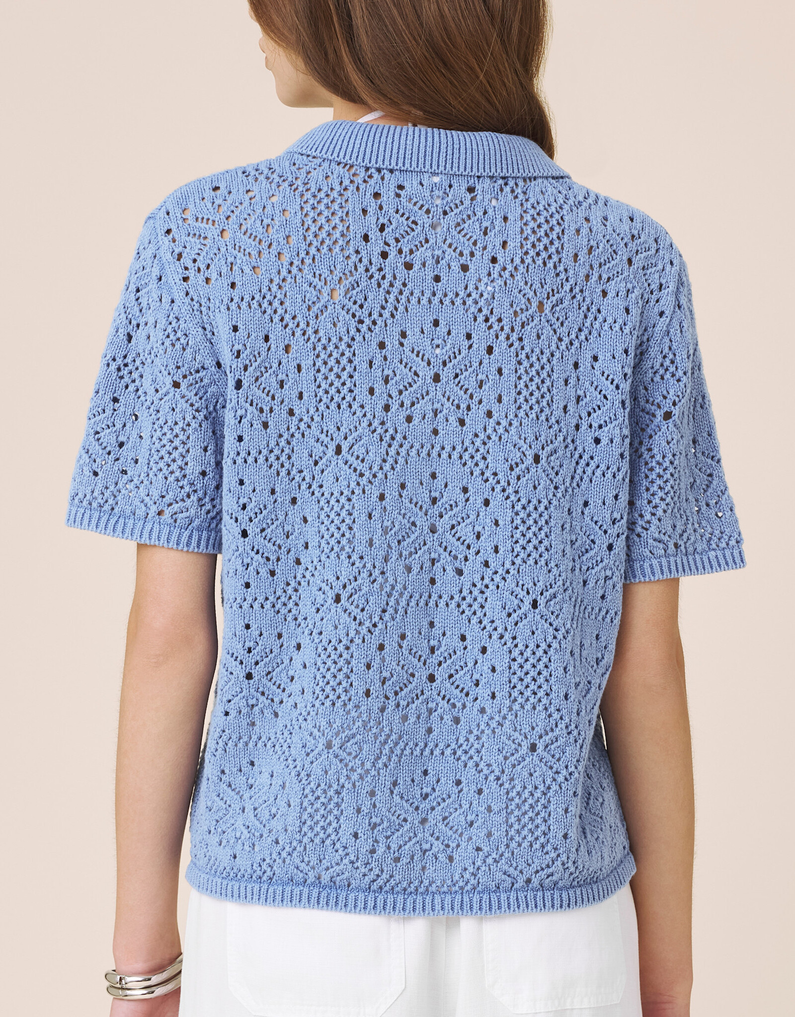 Splendid Beckham Crochet Polo Sweater