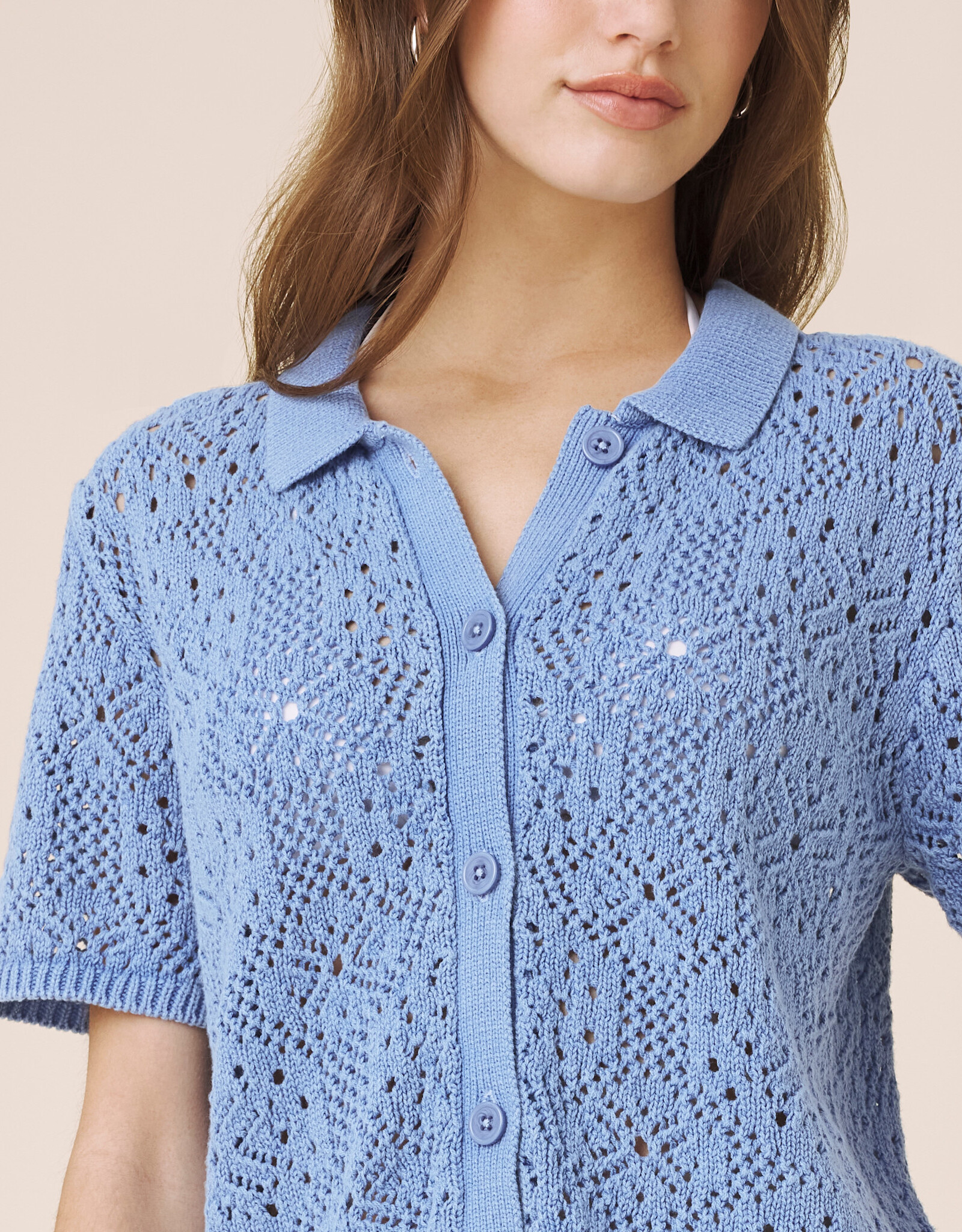 Splendid Beckham Crochet Polo Sweater