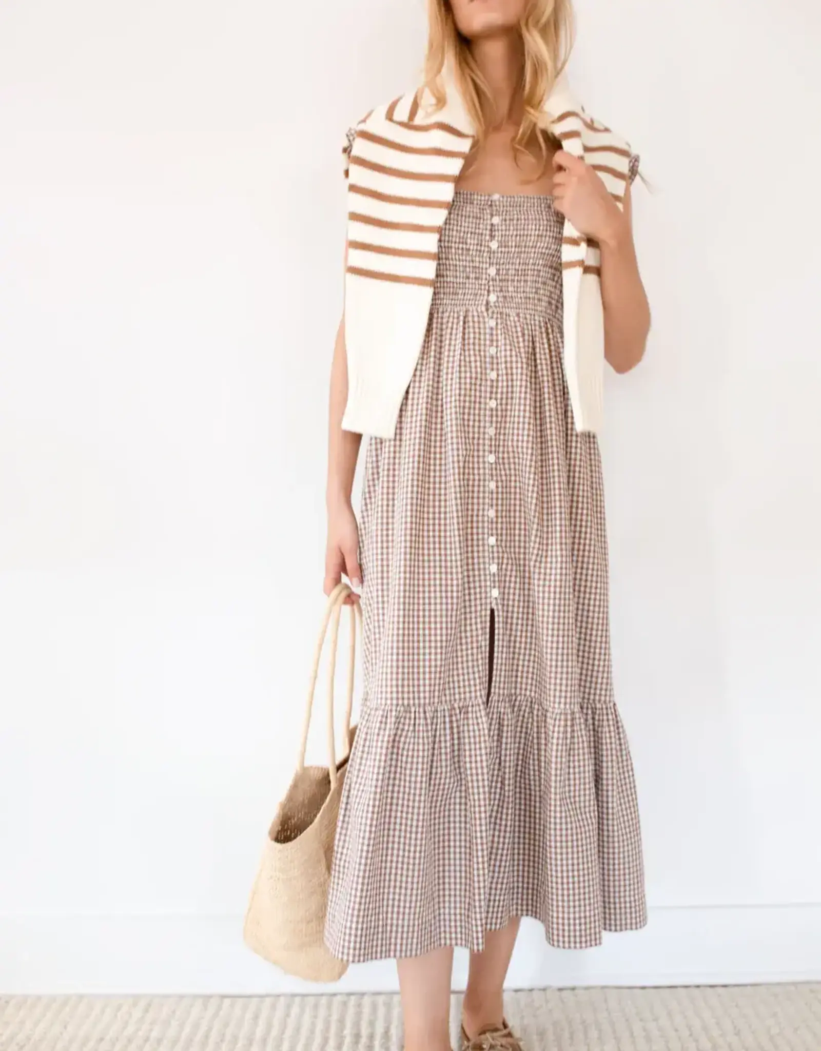 Marea  Celine Dress Mocha Gingham