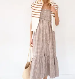 Marea Celine Dress Mocha Gingham