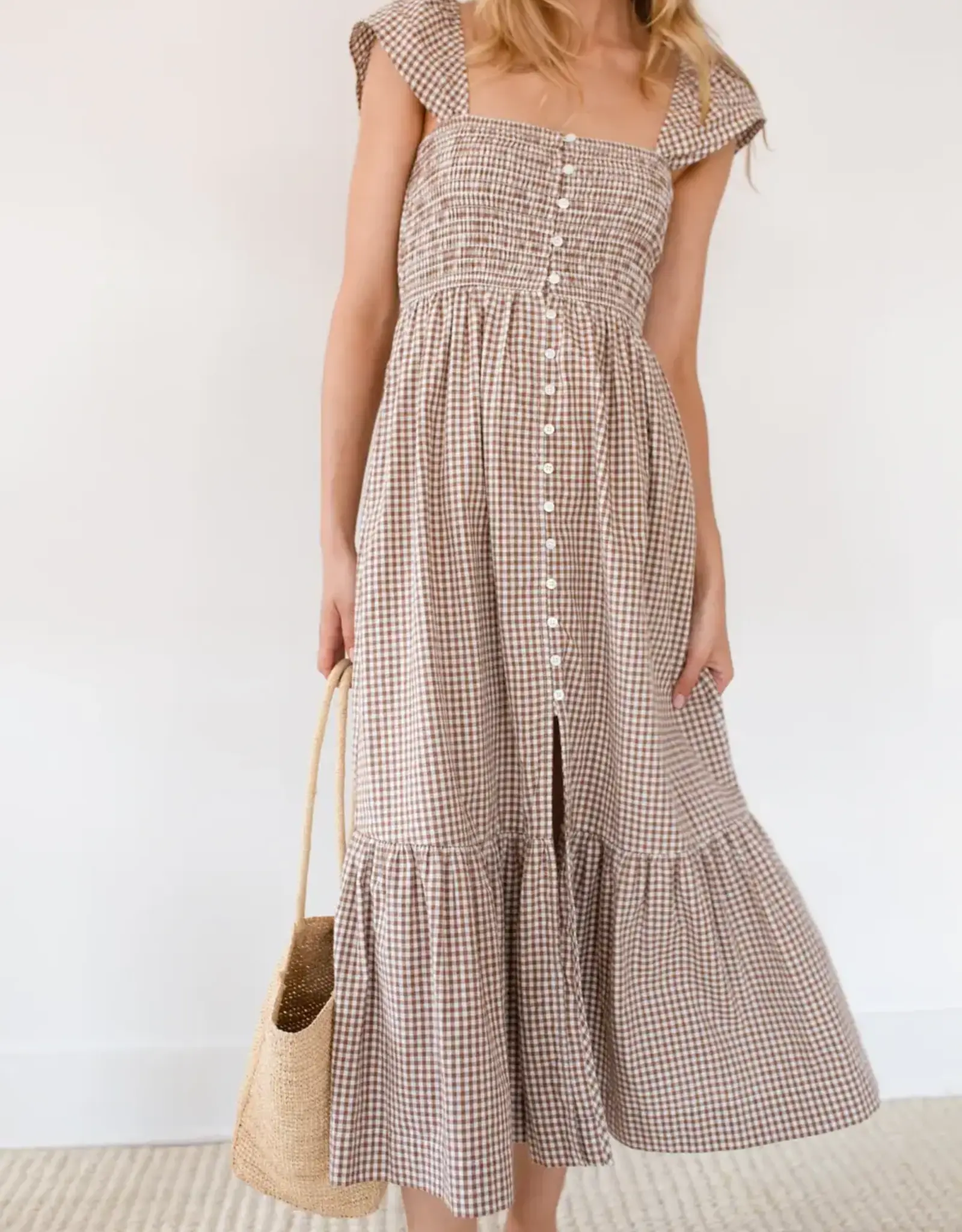 Marea  Celine Dress Mocha Gingham