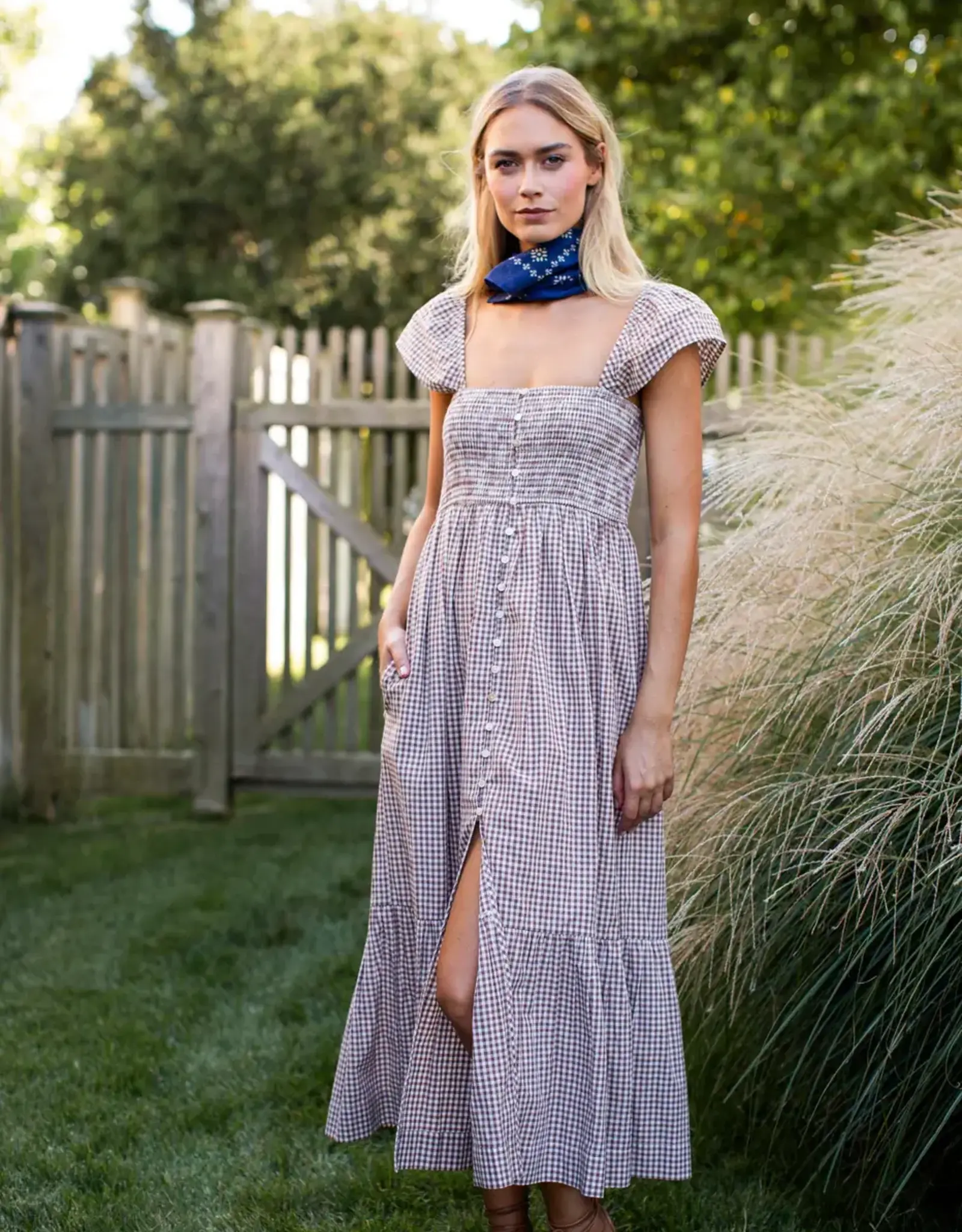 Marea  Celine Dress Mocha Gingham