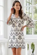 Karen Kane Flare Sleeve Embroidered Dress