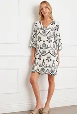 Karen Kane Flare Sleeve Embroidered Dress
