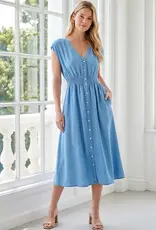 Karen Kane Chambray Smocked Waist Midi Dress