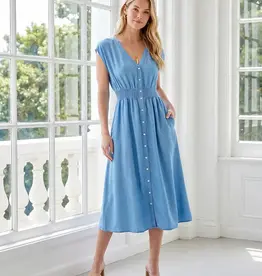 Karen Kane Chambray Smocked Waist Midi Dress