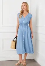 Karen Kane Chambray Smocked Waist Midi Dress