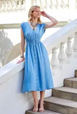 Karen Kane Chambray Smocked Waist Midi Dress