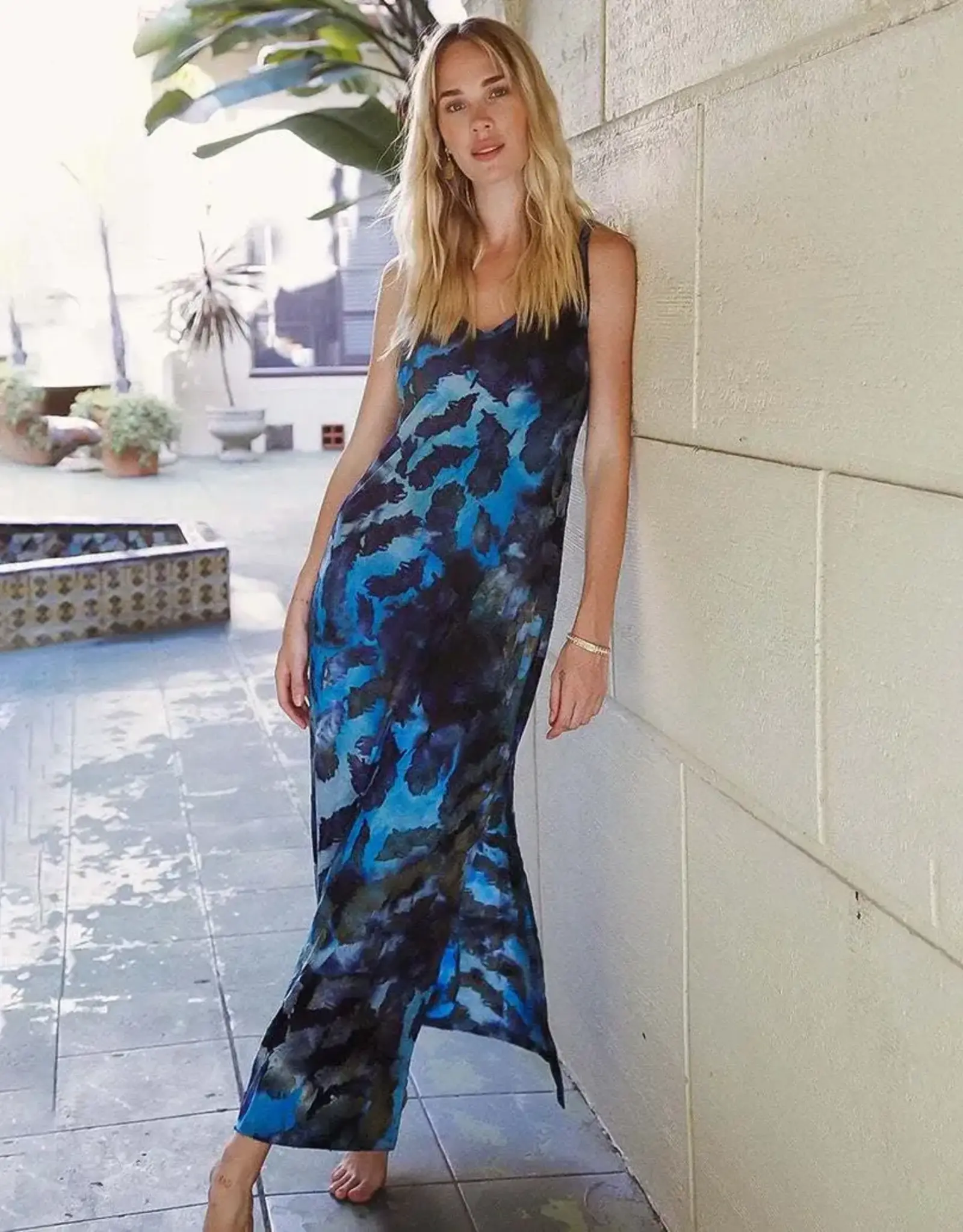 Karen Kane  Burnout Maxi Dress Teal