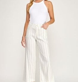 Level 99 Anabelle Wide Leg Navy Stripe