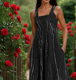 Inizio Deco Linen Dress Black Print