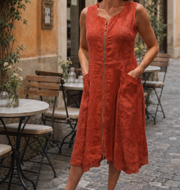 Inizio Linen Short Zip Dress Terra