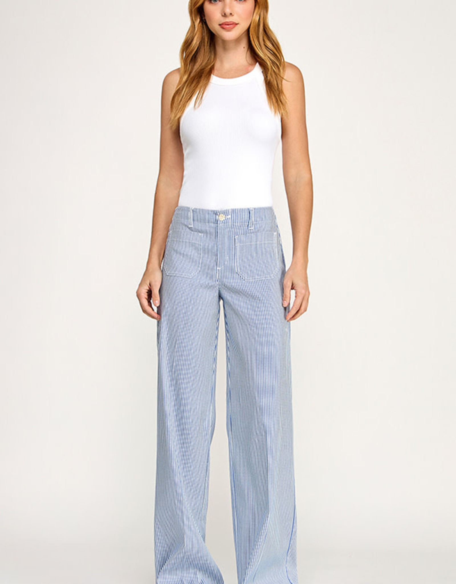 Level 99  Hampton Wide Leg Trouser Stripe