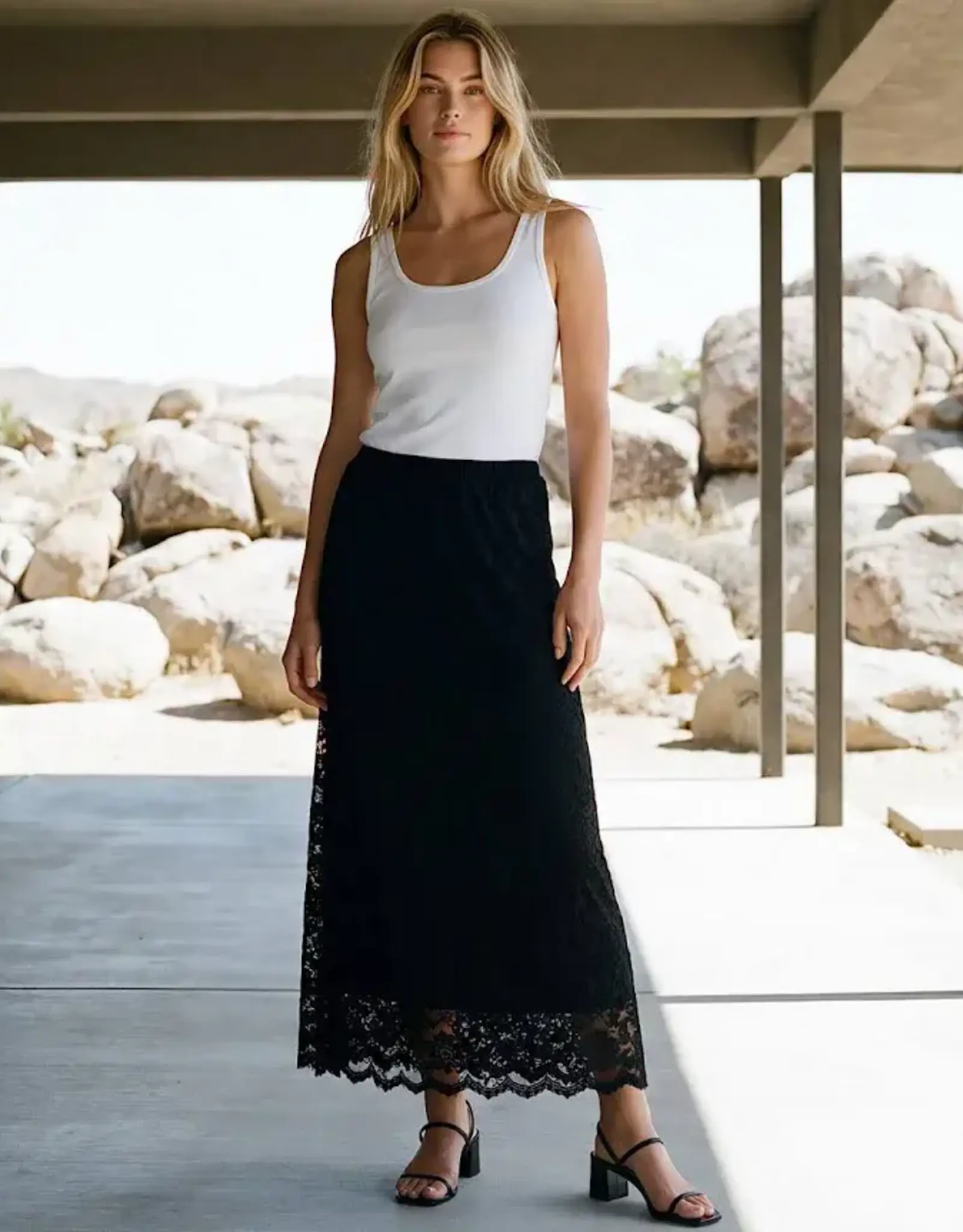 Karen Kane  Lace Midi Skirt Black